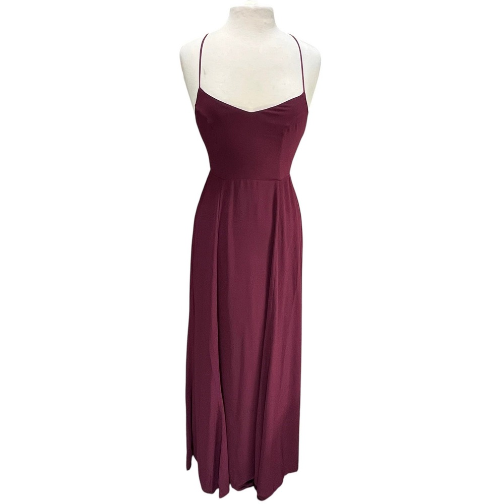 Show Me Your Mumu Kendall Strappy Maxi Dress Sz M Merlot Bridesmaid Formal Gown - Picture 2 of 11